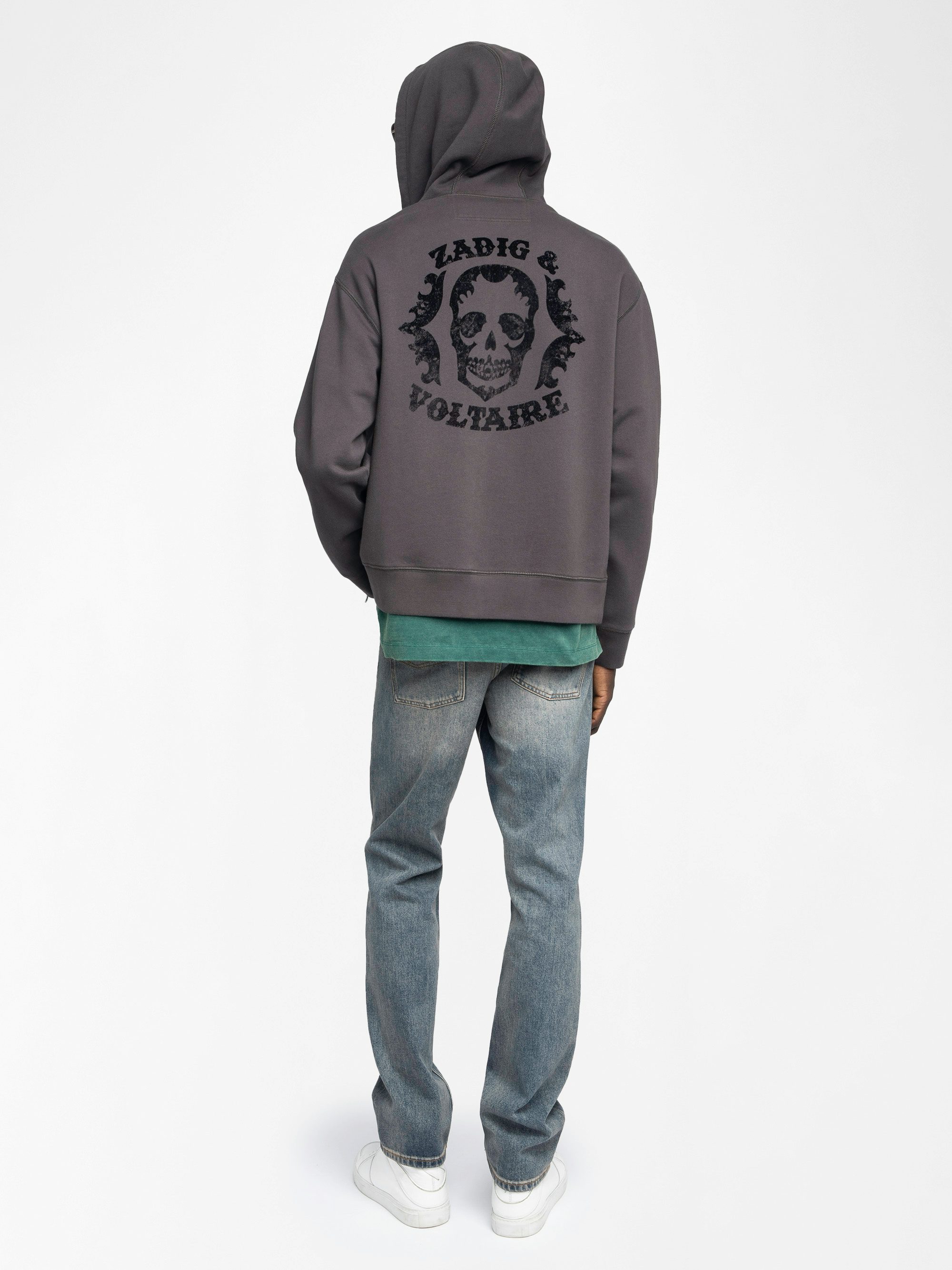 Sacha Sweatshirt - Hooded sweatshirt with zip closure, long sleeves and back print.